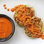 Baked Zucchini Cakes with Roasted Red Pepper Sauce | The Good Hearted Woman