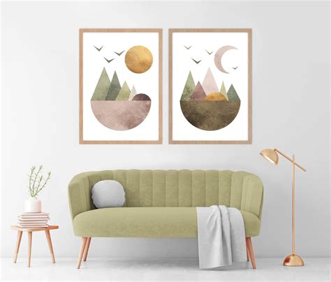 Set of 2 Printable Art Mountain Prints Mountains - Etsy