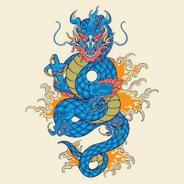 Premium Vector | The blue dragon vector art