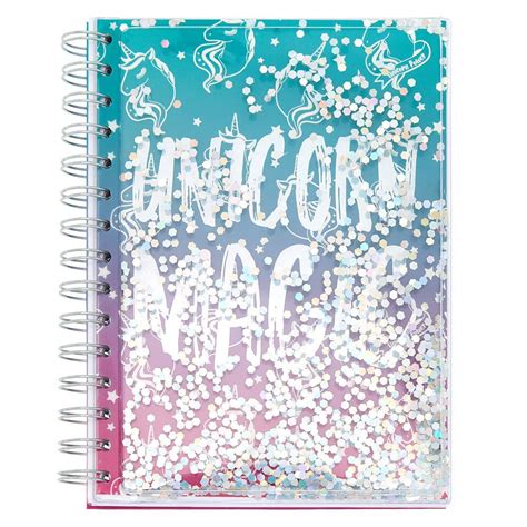 Shaker Glitter Unicorn Magic Notebook - Teal | Unicorn pencil case, Cute school supplies, Cute ...