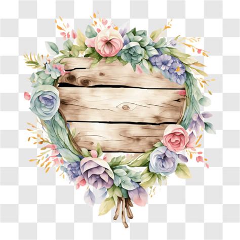 Download Heart-shaped Wooden Frame with Colorful Floral Arrangement PNG Online - Creative Fabrica