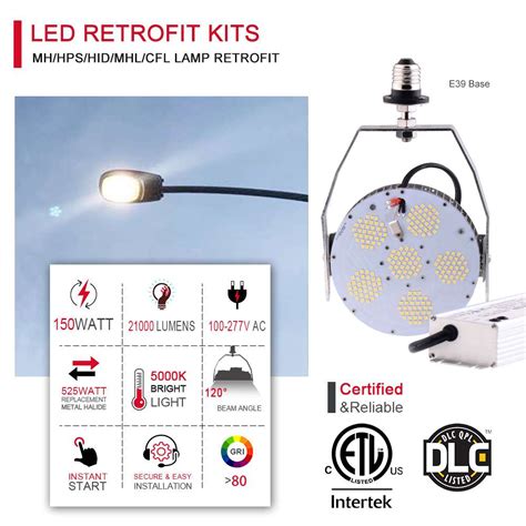 LED Parking Lot Lights Retrofit 150W 5000K - 450W Mental Halide Equivalent - Okay LED Light