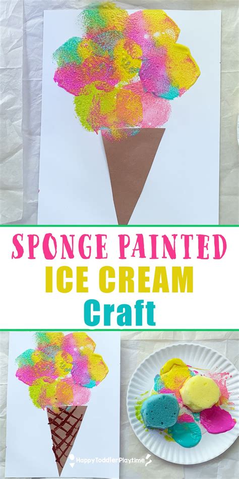 Easy Sponge Painted Ice Cream Craft for Kids