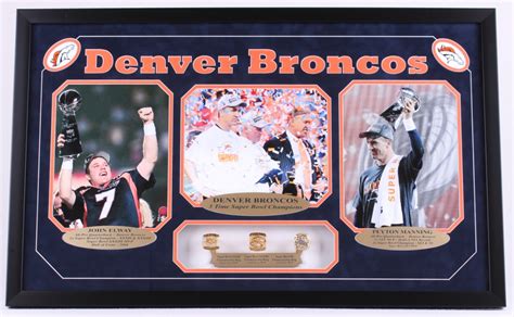 Denver Broncos "3 Time Super Bowl Champions" 20x32 Custom Framed Display with John Elway ...