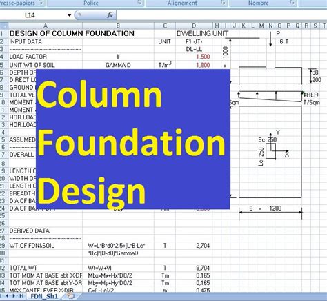 Design of column foundation - Civil engineering program