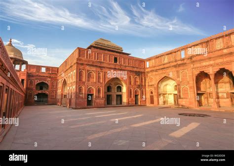 Agra Fort red sandstone medieval architecture fort with intricate ...