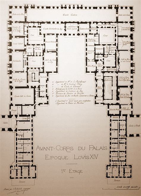 A map of the centre part of the palais of Versailles. First floor. | Floor plans, How to plan ...