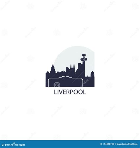 Liverpool City Skyline Silhouette Vector Logo Illustration Stock Vector ...