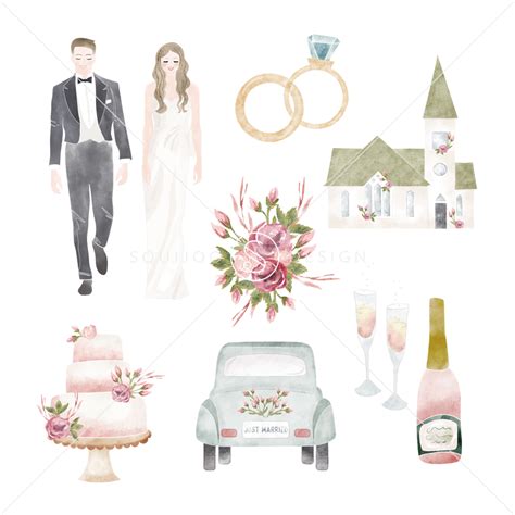 Wedding Watercolor Design Elements