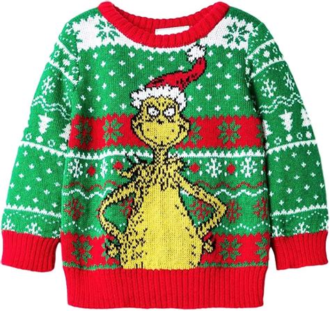 Amazon.com: The Grinch Baby Toddler Boys Dr. Seuss Christmas Holiday Sweater (Sizes NB - 5T ...