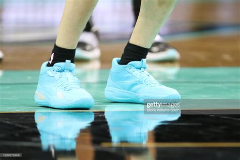 The sneakers worn by LaMelo Ball of the Charlotte Hornets during the ...