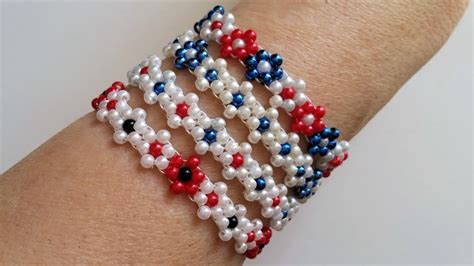 4 bracelets - 1pattern. Learn to make beaded flowers - YouTube