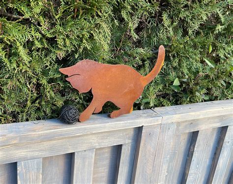 Rusty Cat Metal Garden Design Rusted Metal Animal - Etsy