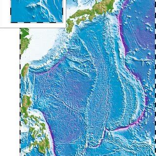 Shaded relief map of the Philippine Sea plate and the location of the ...