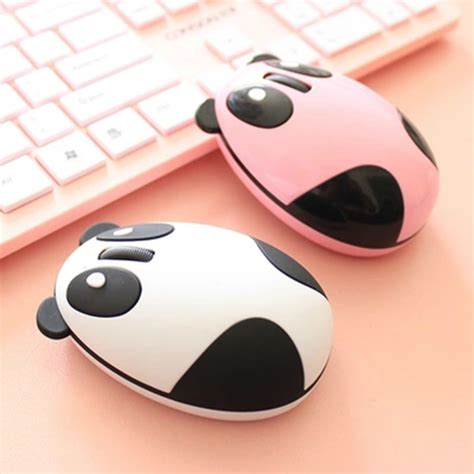 Silent Wireless Rechargeable Mouse Optical Ergonomic Computer Mice Cute Panda Shape Pink USB ...