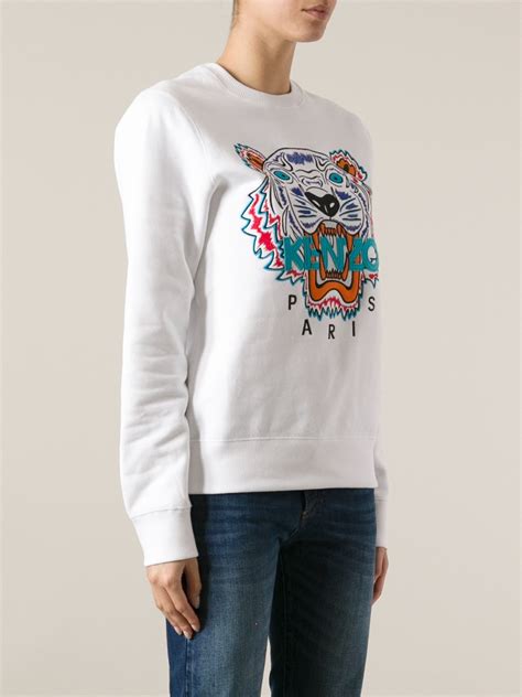 Kenzo Mens White Tiger Print Sweatshirt in White for Men | Lyst