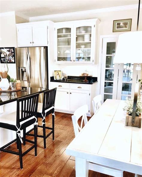 White Dining Table in Rustic Kitchen - Soul & Lane