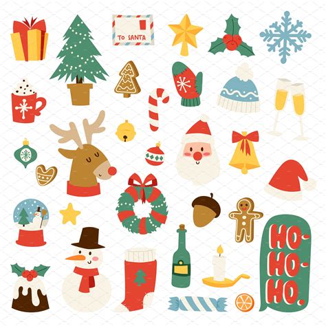 Christmas icons vector symbols | Christmas icons, Christmas card design ...