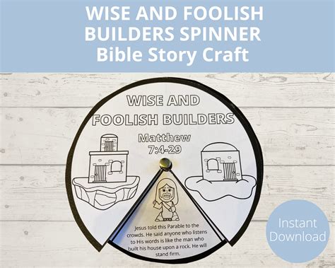 Wise and Foolish Builders Sunday School Craft, Bible Story Activities, Jesus Parable, Printable ...