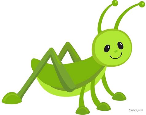 "Cute cartoon grasshopper" by Sandytov | Redbubble