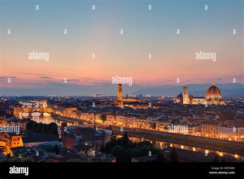 Skyline of Florence Italy at dusk Stock Photo - Alamy