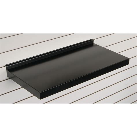 24"W Metal Slatwall Shelf, Black