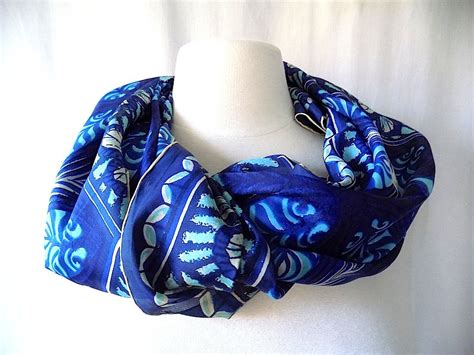 Vintage Silk Scarf with Blue & White Print Large Square | Etsy | Vintage silk scarf, Womens ...