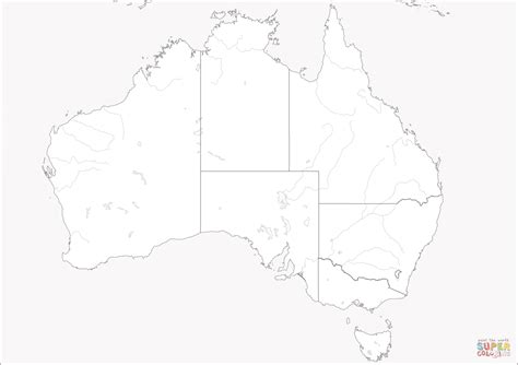 Map of Australia coloring page | Free Printable Coloring Pages