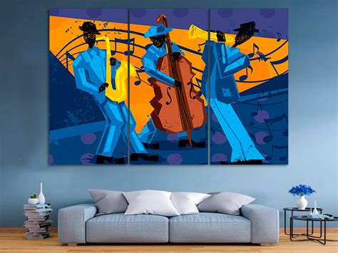 Jazz poster music canvas wall art jazz canvas jazz band wall | Etsy