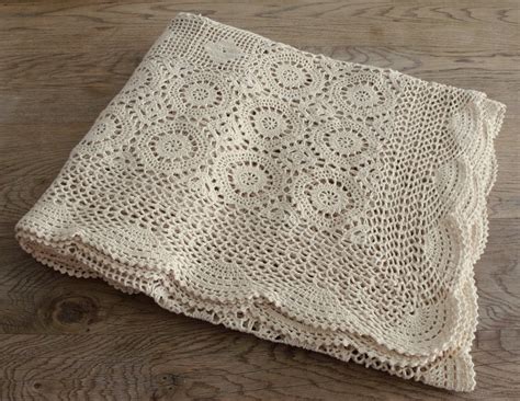 Creamy Vintage Crochet Bedspread