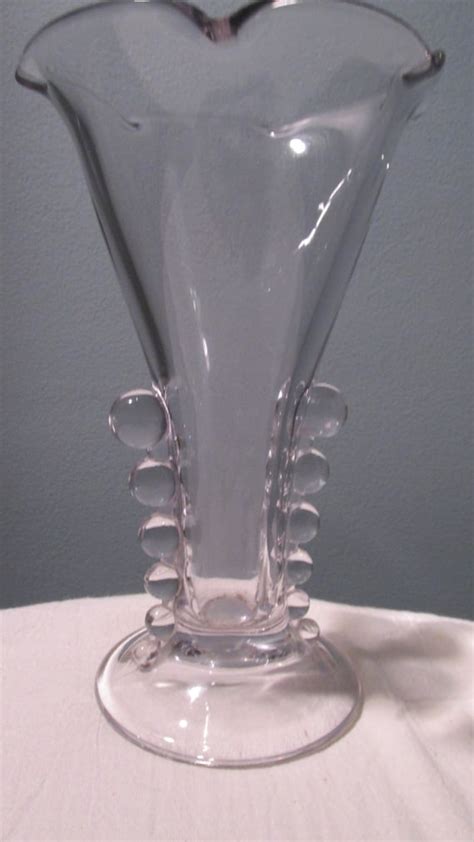 Vintage Hand Blown Clear Glass Vase with Glass Balls on the