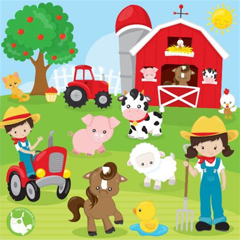 Farm Animals Clipart Commercial Use, Clipart, Vector Graphics, Digital ...