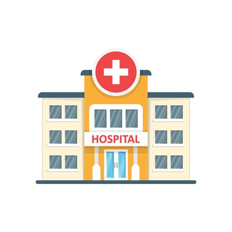 Hospital building icon in flat style. Medical clinic vector illustration on isolated background ...