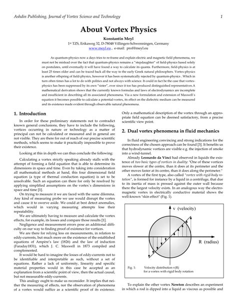 (PDF) About Vortex Physics and Vortex Losses