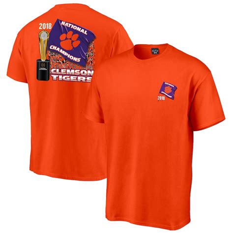 Blue 84 Clemson Tigers Orange College Football Playoff 2018 National Champions Flag T-Shirt