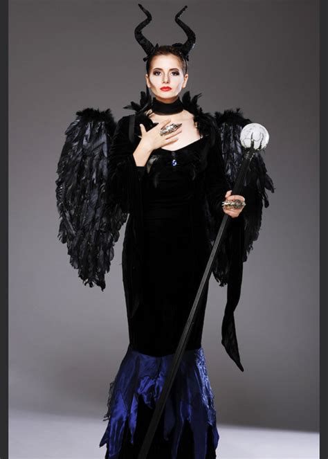 Womens Maleficent Style Evil Queen Costume With Wings