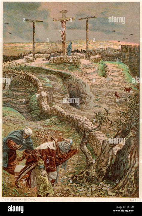 Lithograph of Jesus Christ alone on the Cross, by James Tissot Stock Photo - Alamy