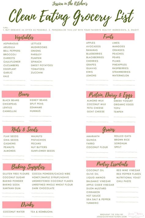 A FREE Printable Clean Eating Grocery List to make your supermarket and ...