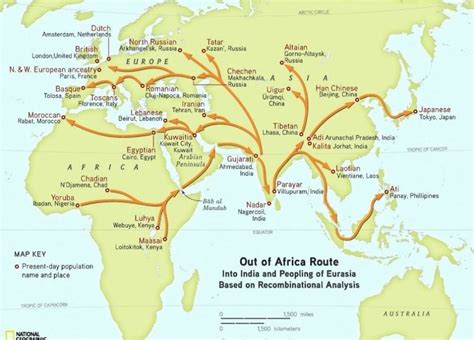 Out of Africa route (Source: Genographic Project website (2011),... | Download Scientific Diagram