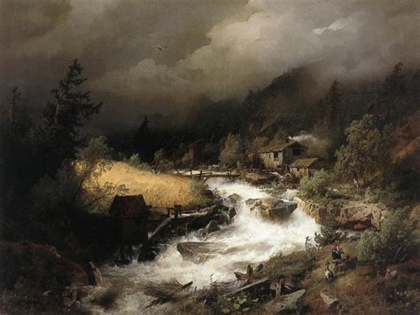 The Old Water Mill Painting | Herman Herzog Oil Paintings