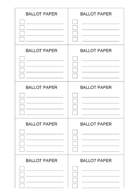 Printable Ballot Template