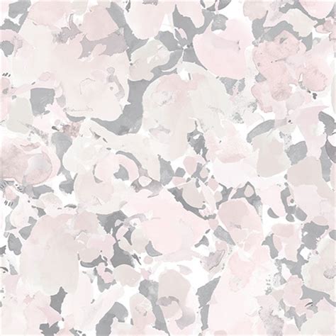 FW36826 | Watercolor Floral Pink & Grey Wallpaper