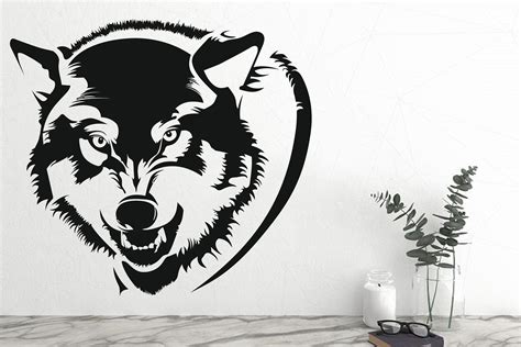 Wolf Face wall decals Angry Wolf Vinyl Decal Stickers Wolf | Etsy ...