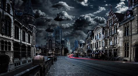 Download Blue Night Architecture Building Dark City Belgium Cathedral Cloud Time Lapse Town Man ...