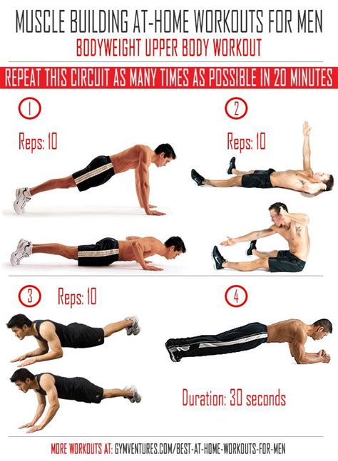 At-Home-Workouts-for-Men---Bodyweight-Upper-Body-Workout | Brett workouts | Pinterest | Upper ...