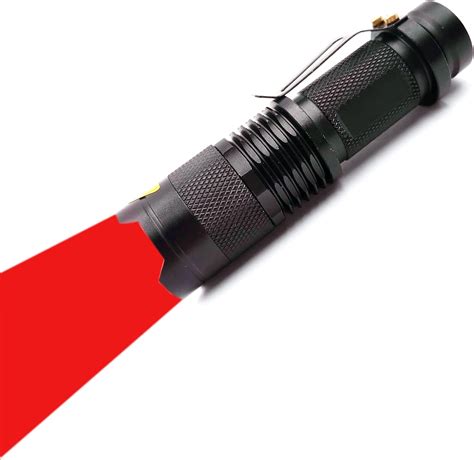 XYSRZ Red Light Flashlight Single Mode Red Light Torch with Clip Zoomable Red Flashlight for ...