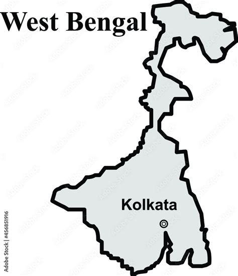 west bengal state map, Indian state border capital kolkata Stock Vector ...