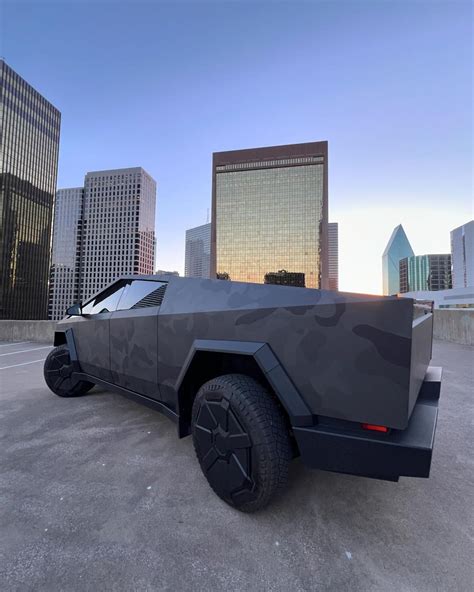 Dark Grey / Black Camo wrapped Cybertruck looks awesome | Tesla Cybertruck Forum - Cybertruck ...