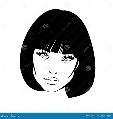 Beautiful Woman Portrait. Bob Hairstyle. Black and White Style ...