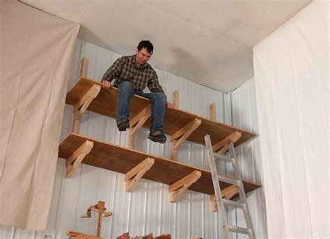 Way-up-high cantilevered garage shelves | Garage storage shelves, Diy storage shed, Garage ...